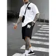 Men's NY New York Print T-Shirt and Shorts Set - 1