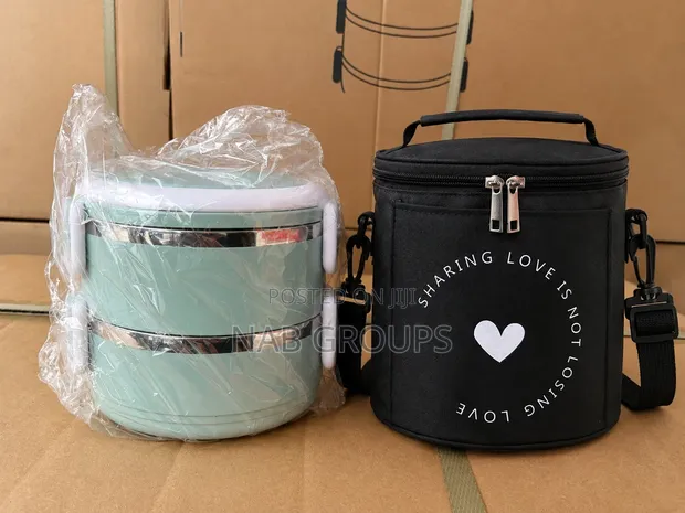 2 Tier Stainless Steel Lunch Box with Insulated Bag - 1