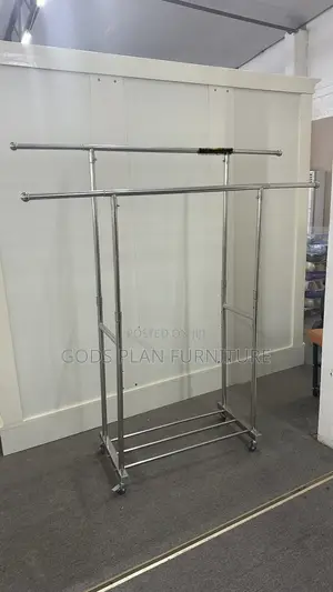 Double Rod Adjustable Rolling Garment Rack