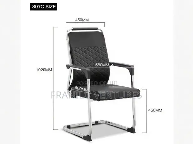 Conference/Waiting/Guest Leather Chairs - Black - 1