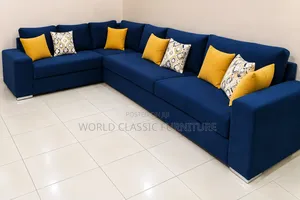 Luxury Navy Blue L-Shaped Sectional Sofa