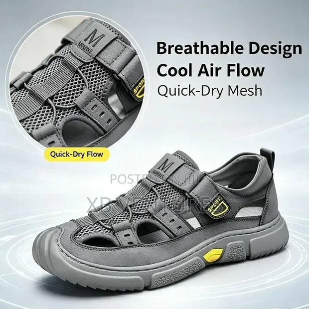 Adjustable Hook-Loop Breathable Mesh Walking Sandals - 1