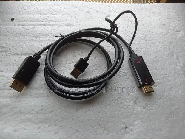 HDMI Male to DP Male Cable with USB Power - 1