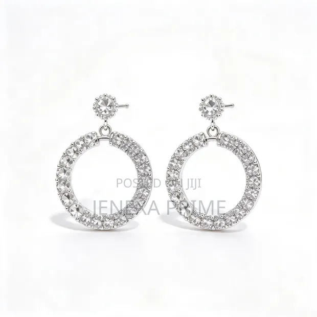 Shiny Crystal Round Hoop Earrings - 1