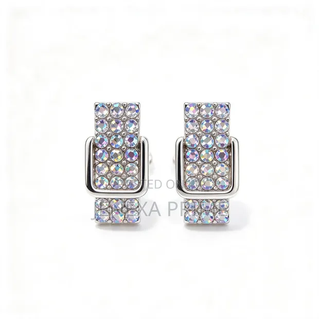 Iridescent Rectangle Stud Earrings - 1