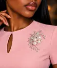 Pearl Radiance Brooch with Crystal Leaves - 1