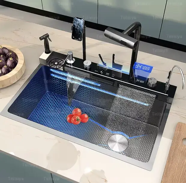 Waterfall Stainless Steel Smart Kitchen Sink - 1