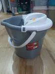 Century Grey and White Plastic Mop Bucket with Built-in Wringer - 2