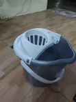 Century Grey and White Plastic Mop Bucket with Built-in Wringer - 3