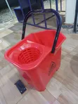 Red Plastic Mop Bucket with Integrated Wringer - 3