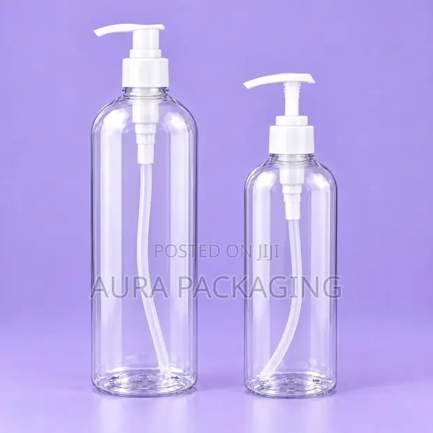 Clear Lotion and Shampoo Bottles with White Pump - 1