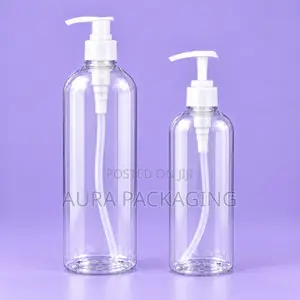 Clear Lotion and Shampoo Bottles with White Pump