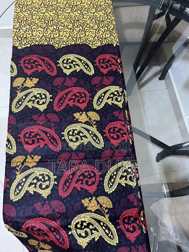 Burgundy and Gold African Print Fabric - 6 Yards - 1