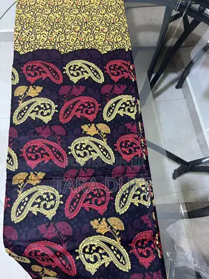 Burgundy and Gold African Print Fabric - 6 Yards