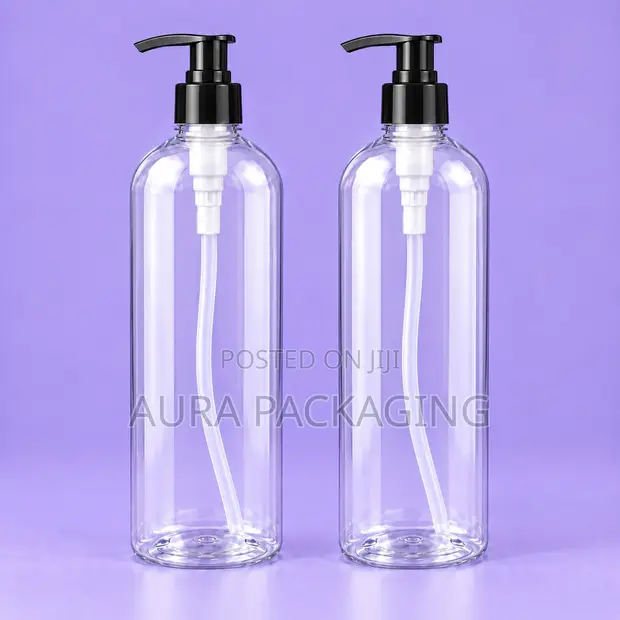Clear Lotion and Shampoo Bottles with Black Pump - 1
