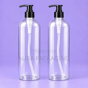Clear Lotion and Shampoo Bottles with Black Pump