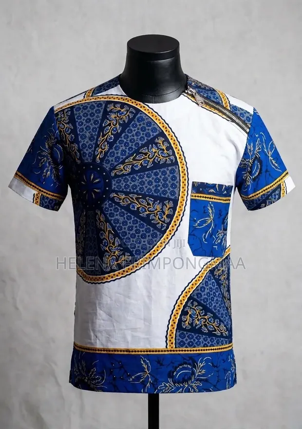 Men's Round Neck Zip Closure Shirt - 1
