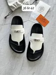 Hermes Quality Comfortable White Leather Slippers - 4