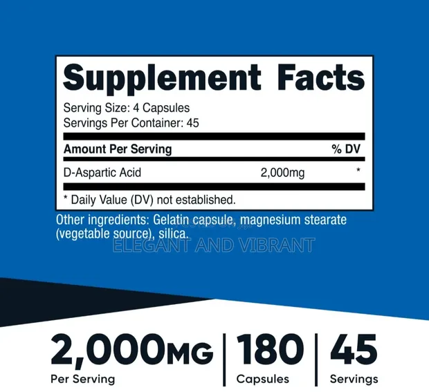 Nutricost D-Aspartic Acid (DAA) 2000mg Capsules (180 Count) - 1