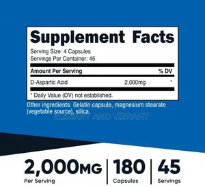 Nutricost D-Aspartic Acid (DAA) 2000mg Capsules (180 Count)