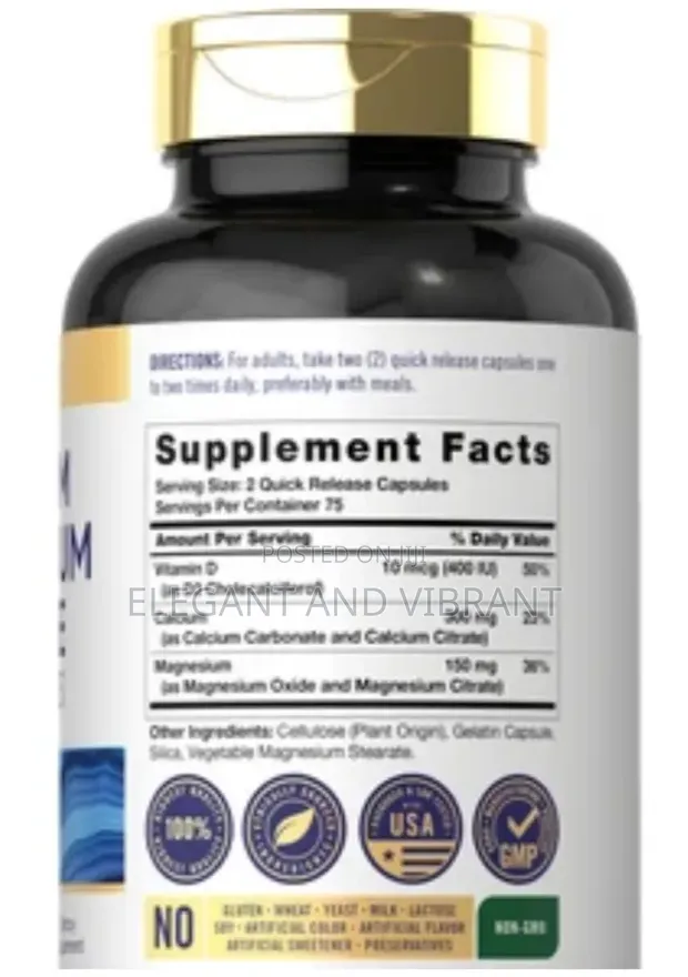 Calcium Magnesium Citrate with Vitamin D3 | 150 Capsules - 1