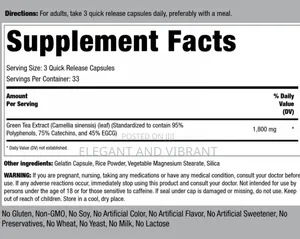 EGCG Green Tea Extract | 1800mg | 100 Capsules