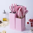 19-Piece Silicone Kitchen Utensil Set - Pink - 2