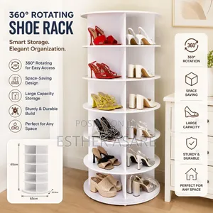 6-Tier Rotating Shoe Rack - White