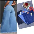 High-Waisted Wide Leg Denim Jeans - 2