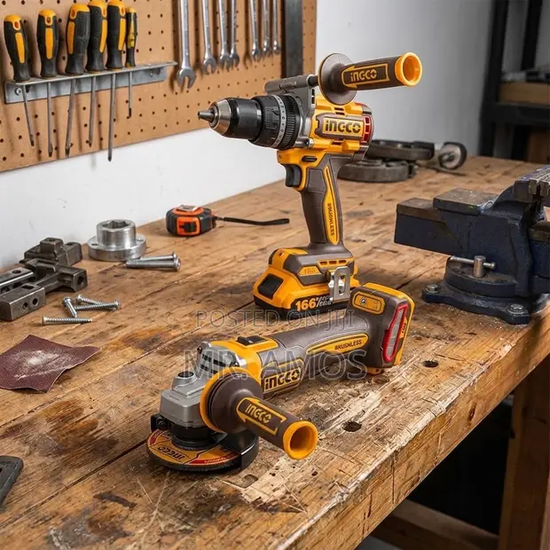 INGCO 20V Cordless Drill & 115mm Angle Grinder Combo - 1