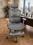 Grey Ergonomic Office Chair with Footrest - 2