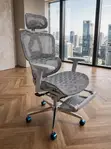Grey Ergonomic Office Chair with Footrest - 4