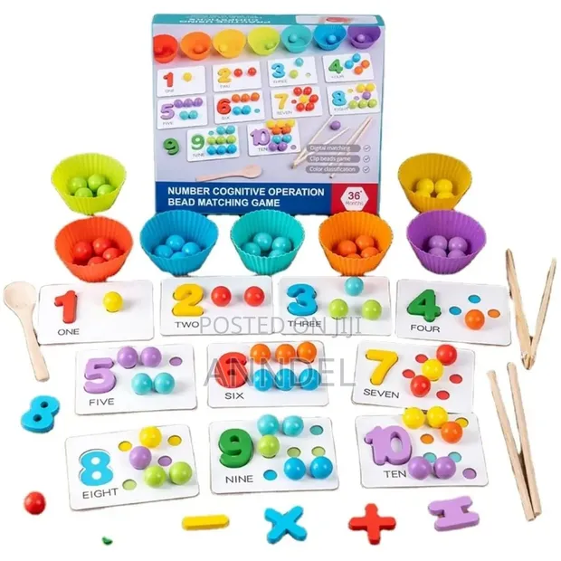 Kids Numbers Cognitive Operation Beads Matching Game - 1
