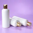 White Shower Gel/Lotion Bottle with Gold Press Cap - 1
