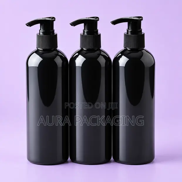 250ml Black Lotion Bottle with Black or Gold Pump - 1