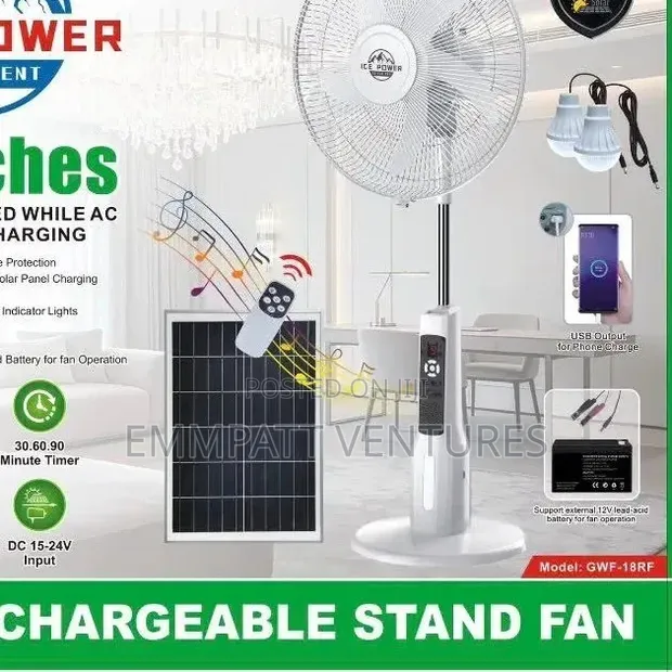 18" Ice Power Rechargeable Fan - 1