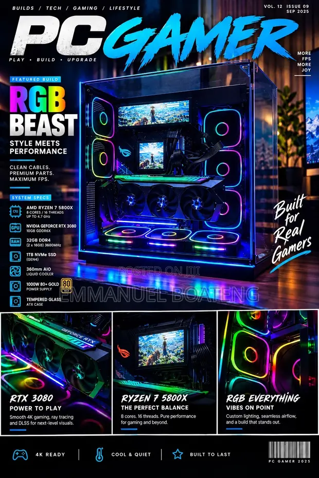 Asus Desktop Computer - Ryzen 7, 32GB RAM, RTX 3080, 4TB Storage - 1