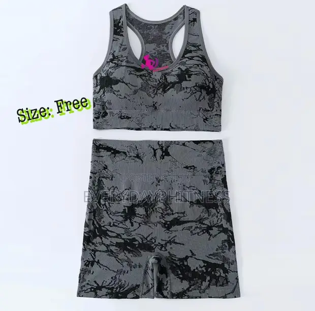 Ladies Yoga Sports Bra with Biker Shorts Set - 1