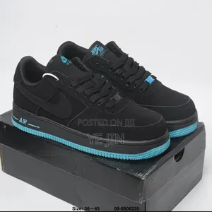 Unisex Black Sneakers with Blue and Yellow Accents