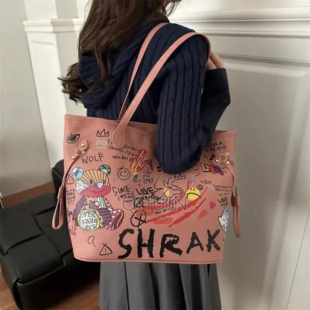 Viviq Large Tote Bag - Pink Faux Leather - 1