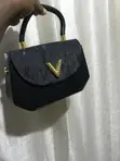 Mini Ladies Hand Bag - Classic Black Leather - 1