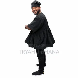 Tryahu Smock Hub: Men's Black Fugu & Batakari