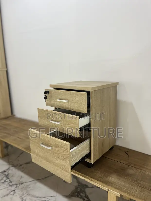 3-Drawer Mobile File Cabinet - Light Oak - 1