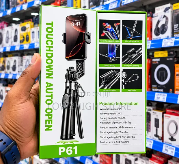 Universal P61 Touchdown Auto-Open Selfie Stick Tripod - 1