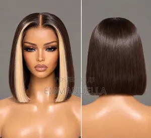 Color 33 SDD Bob Wig with Blonde Highlights - Human Hair