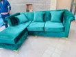 Velvet-Style L-Sectional Sofa with Rolled Arms - 1