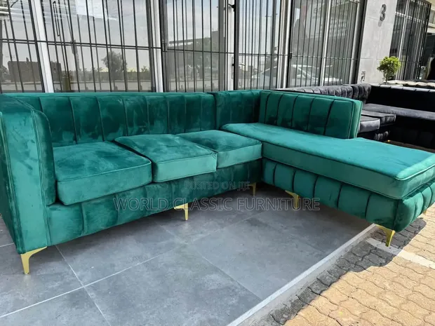 L-Shaped Velvet Sectionals - 1