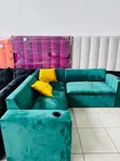 L-Shaped Sofa with Cup Holders - Brand New - 1