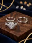 3PCS Elegant Pear Shaped S925 Sterling Silver Wedding Ring - 1