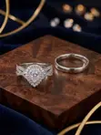 3PCS Elegant Pear Shaped S925 Sterling Silver Wedding Ring - 2